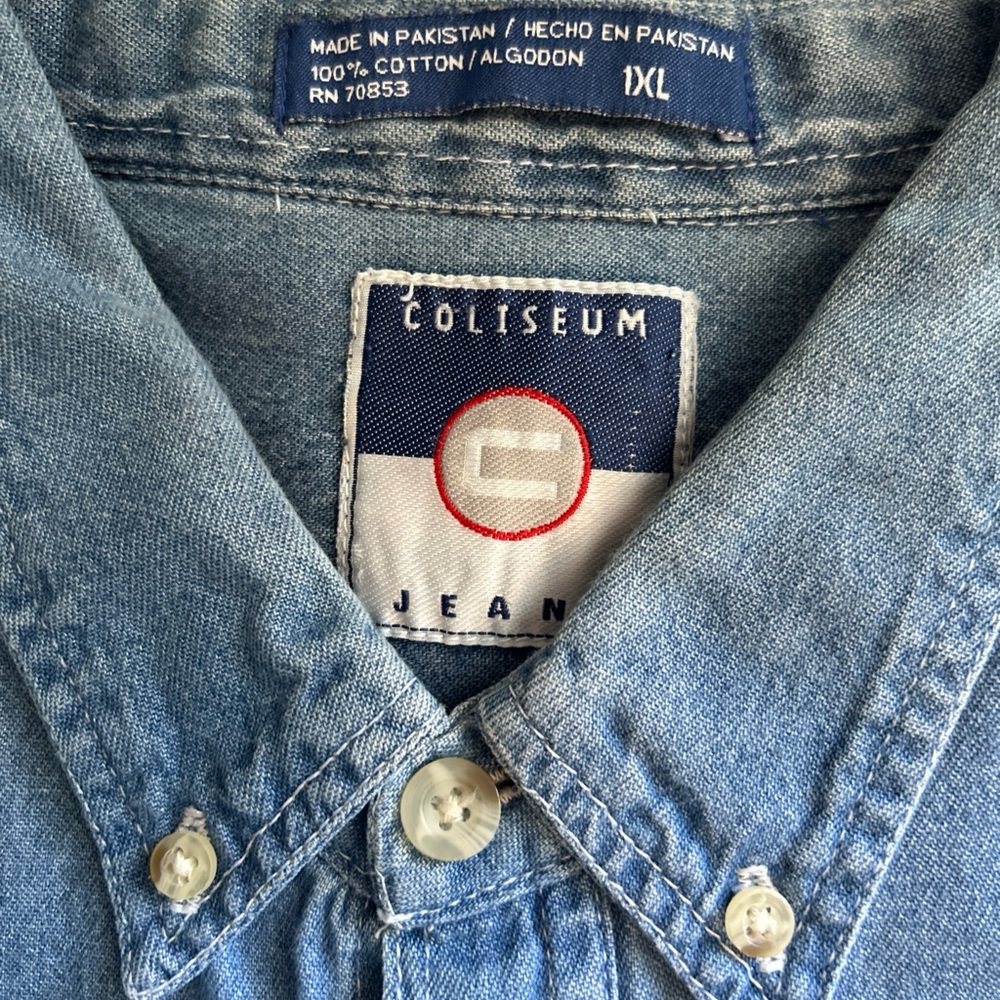 Coliseum Blue Denim Button Down S/S Shirt Unisex